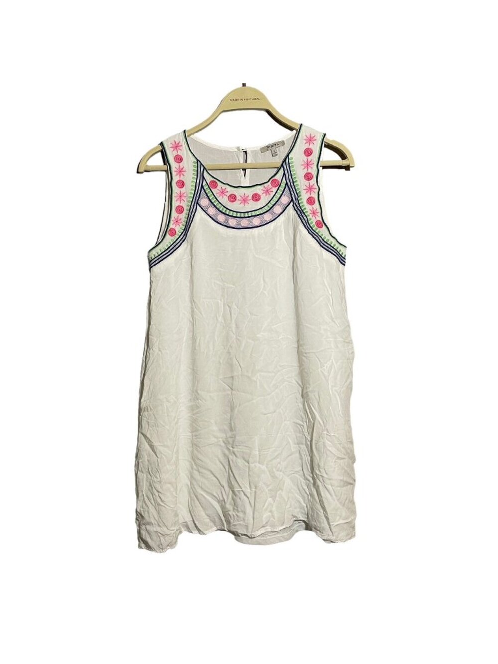 Jodifl Mini Dress Sleeveless Sundress Sheath Size S White Embroidery Casual Boho